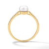 Thumbnail Image 2 of 6.0mm Freshwater Cultured Pearl and 1/10 CT. T.W. Lab-Grown Diamond Ring in 10K Gold