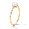 Thumbnail Image 4 of 6.0mm Freshwater Cultured Pearl and 1/10 CT. T.W. Lab-Grown Diamond Ring in 10K Gold