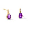 Thumbnail Image 1 of Pear-Shaped Amethyst and Lab-Grown Diamond-Accent Drop Earrings in 10K Gold