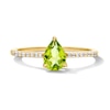 Thumbnail Image 1 of Pear-Shaped Peridot and 1/10 CT. T.W. Lab-Grown Diamond Ring in 10K Gold