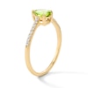 Thumbnail Image 4 of Pear-Shaped Peridot and 1/10 CT. T.W. Lab-Grown Diamond Ring in 10K Gold
