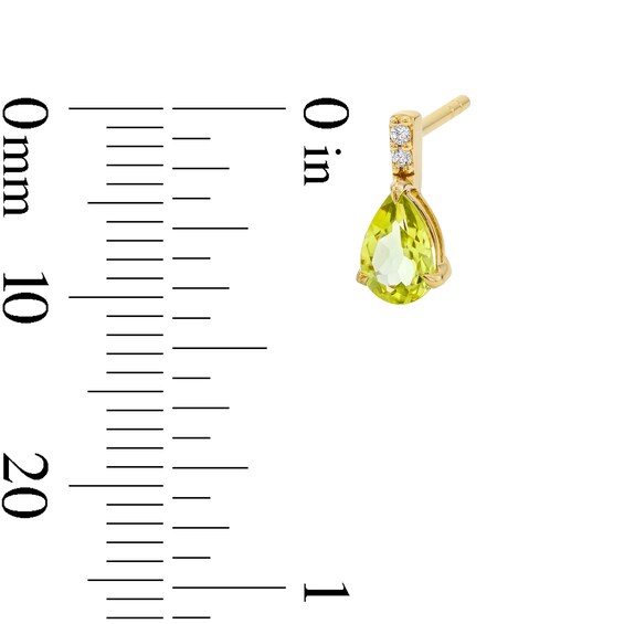 Pear-Shaped Peridot and Lab-Grown Diamond-Accent Drop Earrings in 10K Gold
