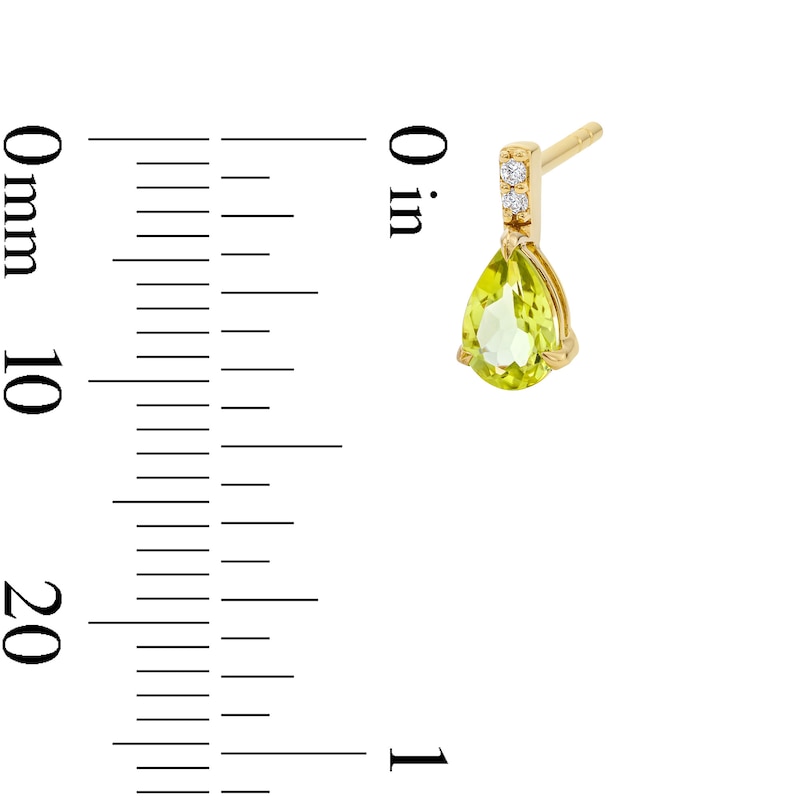 Main Image 2 of Pear-Shaped Peridot and Lab-Grown Diamond-Accent Drop Earrings in 10K Gold