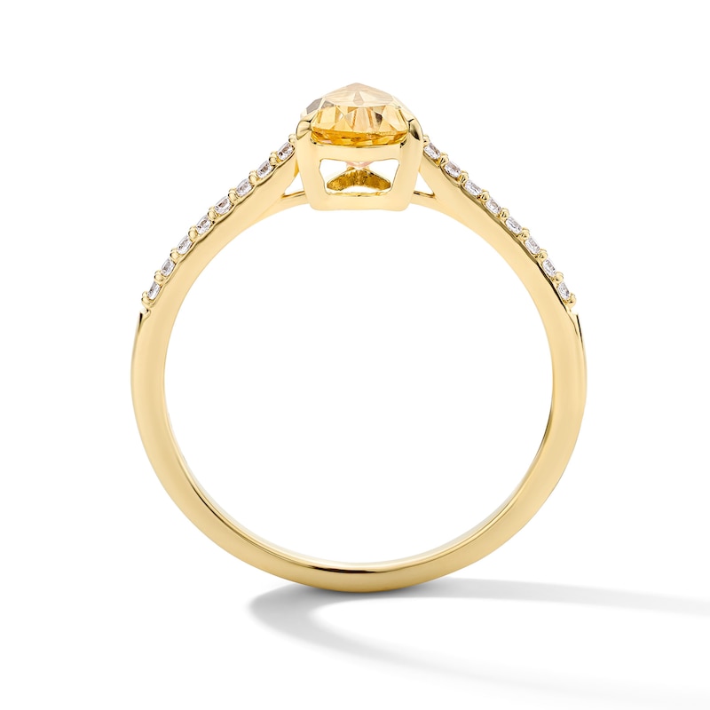Main Image 3 of Pear-Shaped Citrine and 1/10 CT. T.W. Lab-Grown Diamond Ring in 10K Gold