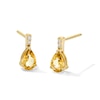 Thumbnail Image 1 of Pear-Shaped Citrine and Lab-Grown Diamond-Accent Drop Earrings in 10K Gold