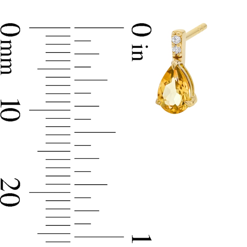 Main Image 2 of Pear-Shaped Citrine and Lab-Grown Diamond-Accent Drop Earrings in 10K Gold