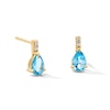 Thumbnail Image 1 of Pear-Shaped Swiss Blue Topaz and Lab-Grown Diamond-Accent Drop Earrings in 10K Gold