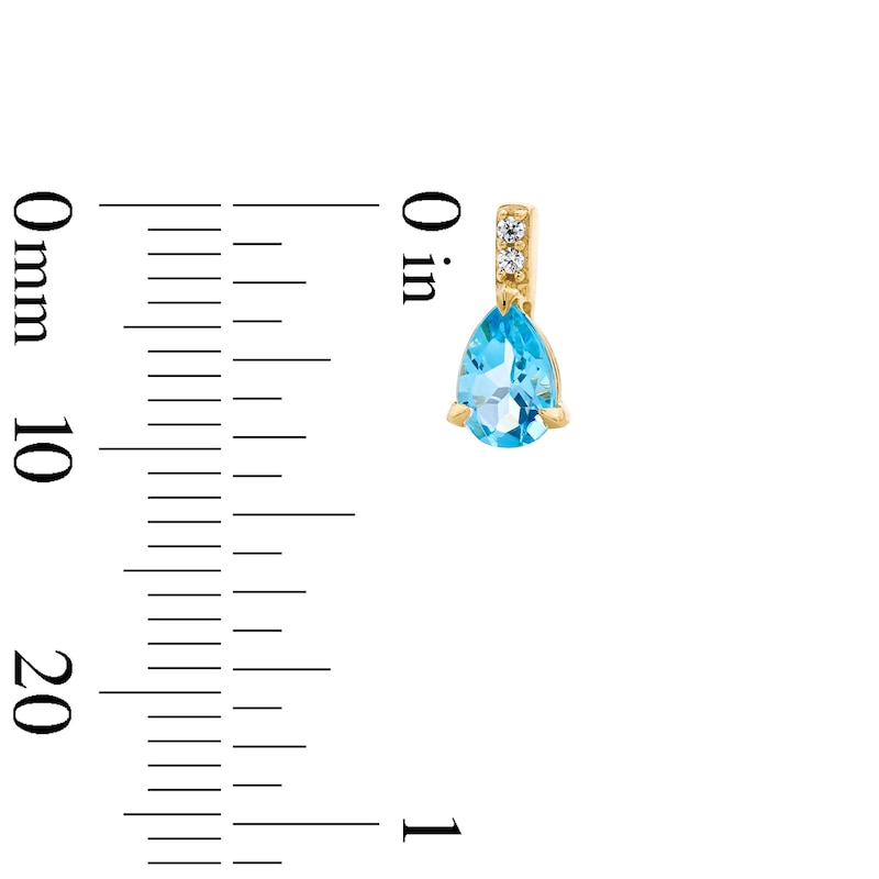 Main Image 3 of Pear-Shaped Swiss Blue Topaz and Lab-Grown Diamond-Accent Drop Earrings in 10K Gold