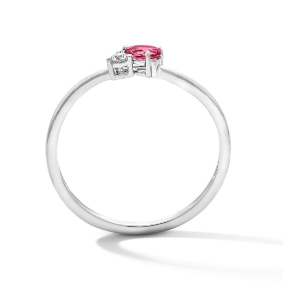 Pear-Shaped Pink Tourmaline and Lab-Grown Diamond Accent Bypass Ring in 10K White Gold (F/Vs2)