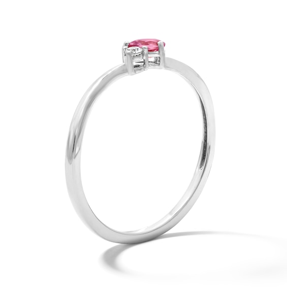 Pear-Shaped Pink Tourmaline and Lab-Grown Diamond Accent Bypass Ring in 10K White Gold (F/Vs2)