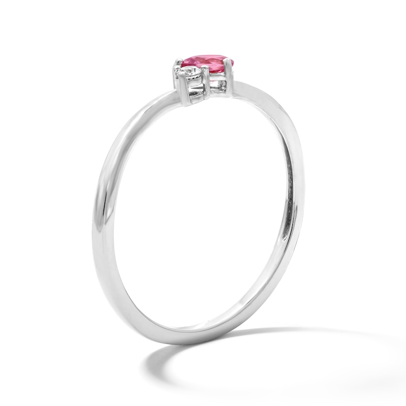 Main Image 3 of Pear-Shaped Pink Tourmaline and Lab-Grown Diamond Accent Bypass Ring in 10K White Gold (F/VS2)