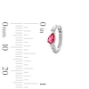 Thumbnail Image 2 of Pear-Shaped Pink Tourmaline and 1/15 CT. T.W. Lab-Grown Diamond Hoop Earrings in 10K White Gold (F/VS2)