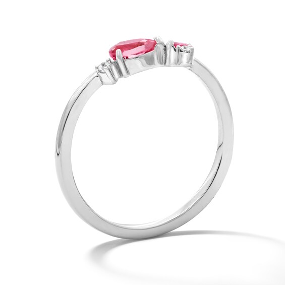 Pear-Shaped and Marquise-Cut Pink Tourmaline and Lab-Grown Diamond Accent Ring in 10K White Gold (F/Vs2)