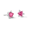 Thumbnail Image 1 of Trillion-Cut Pink Tourmaline and 1/15 CT. T.W. Lab-Grown Diamond Stud Earrings in 10K White Gold (F/VS2)