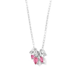 Pink Tourmaline and 1/10 CT. T.W. Lab-Grown Diamond Scatter Pendant in 10K White Gold (F/VS2)