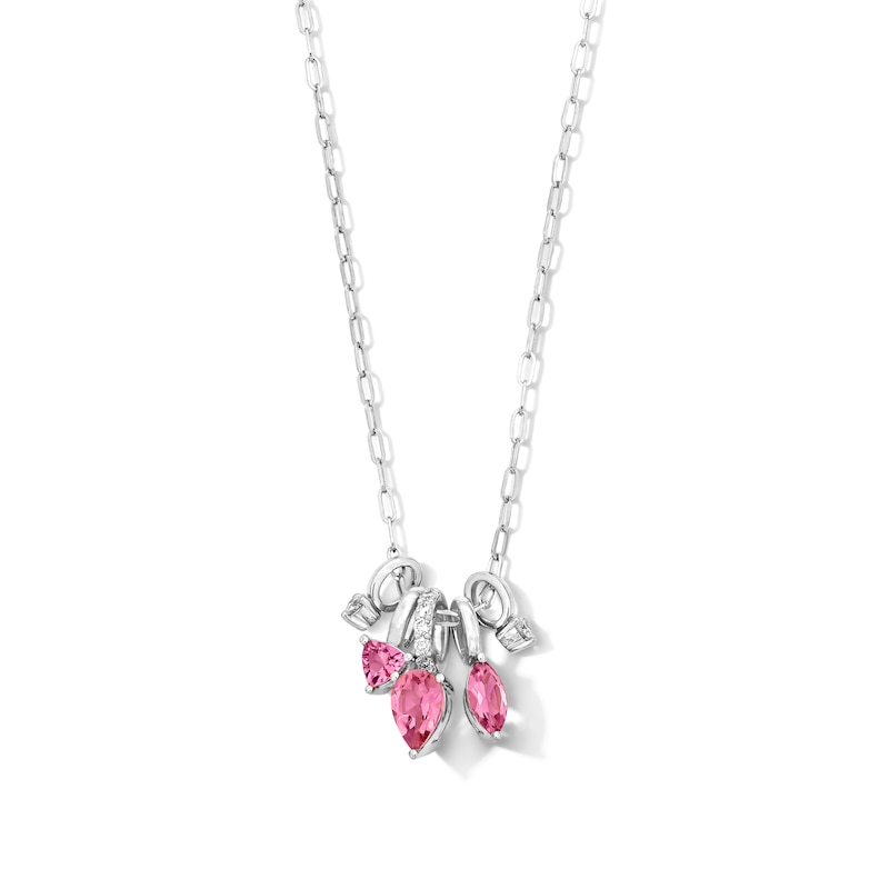 Main Image 1 of Pink Tourmaline and 1/10 CT. T.W. Lab-Grown Diamond Scatter Pendant in 10K White Gold (F/VS2)