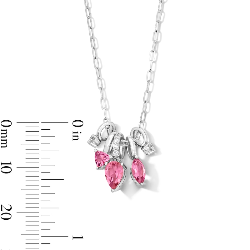 Main Image 3 of Pink Tourmaline and 1/10 CT. T.W. Lab-Grown Diamond Scatter Pendant in 10K White Gold (F/VS2)