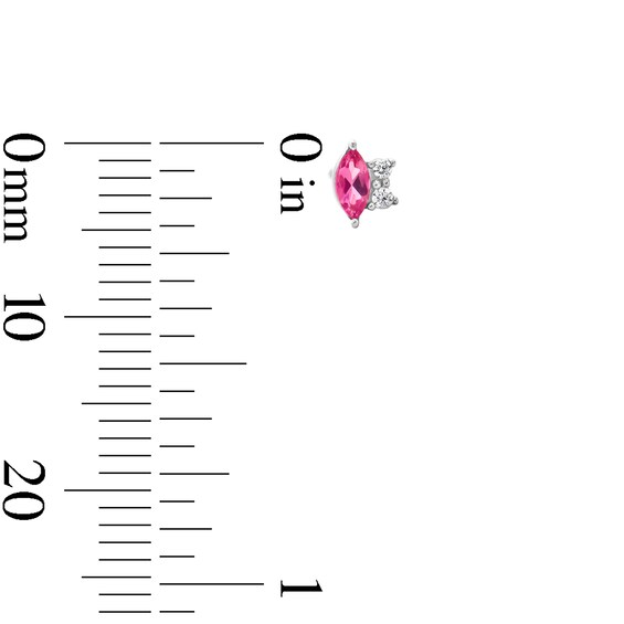 Marquise-Cut Pink Tourmaline and Lab-Grown Diamond Accent Stud Earrings in 10K White Gold (F/Vs2)