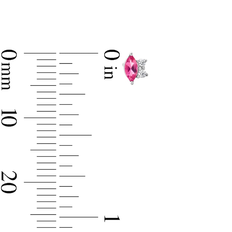 Main Image 2 of Marquise-Cut Pink Tourmaline and Lab-Grown Diamond Accent Stud Earrings in 10K White Gold (F/VS2)
