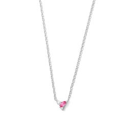 Marquise-Cut Pink Tourmaline and Lab-Grown Diamond Accent Necklace in 10K White Gold (F/VS2)
