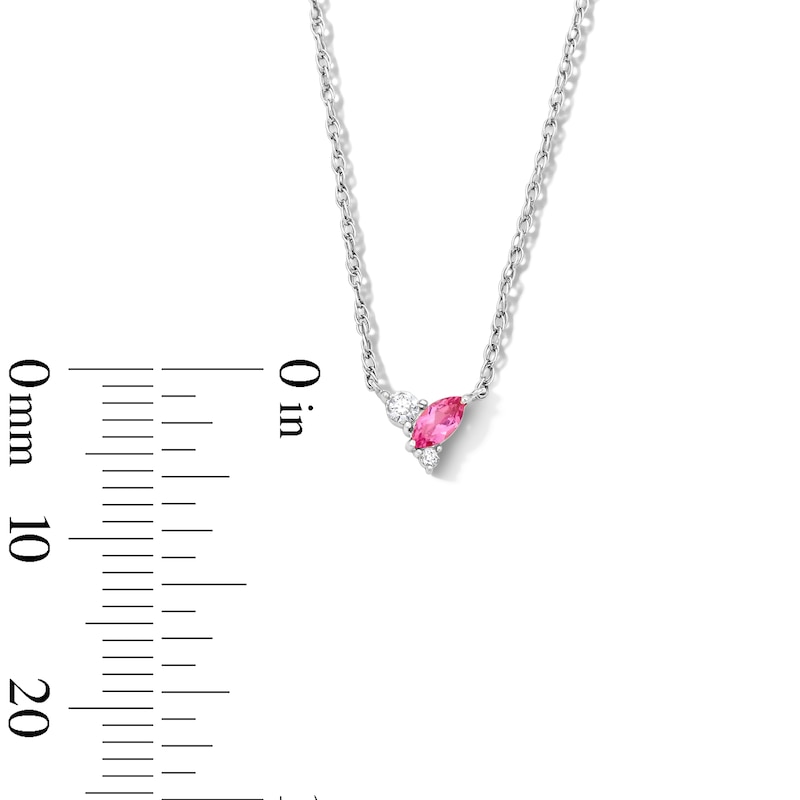 Main Image 2 of Marquise-Cut Pink Tourmaline and Lab-Grown Diamond Accent Necklace in 10K White Gold (F/VS2)