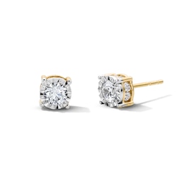 3/4 CT. T.W. Diamond Solitaire Hidden Frame Stud Earrings in 10K Gold (I/I2)