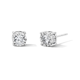 3/4 CT. T.W. Diamond Solitaire Hidden Frame Stud Earrings in 10K White Gold (I/I2)