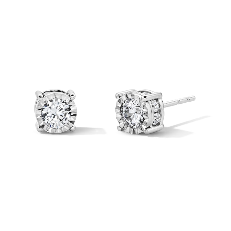 Main Image 1 of 3/4 CT. T.W. Diamond Solitaire Hidden Frame Stud Earrings in 10K White Gold (I/I2)