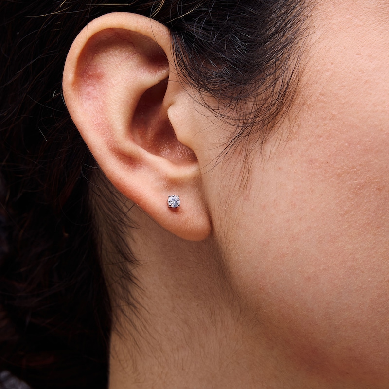 Main Image 2 of 3/8 CT. T.W. Diamond Solitaire Stud Earrings in 10K White Gold (I/I2)