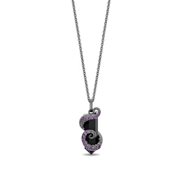 Enchanted Disney Villains Ursula Onyx and Amethyst Tentacle Pendant in Sterling Silver with Black Rhodium Plate - 19"