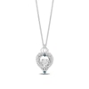 Thumbnail Image 1 of Enchanted Disney Cinderella London Blue Topaz and 1/6 CT. T.W. Diamond Heart Pendant in Sterling Silver - 19"
