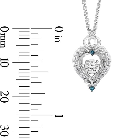 Enchanted Disney Cinderella London Blue Topaz and 1/6 CT. T.w. Diamond Heart Pendant in Sterling Silver - 19"