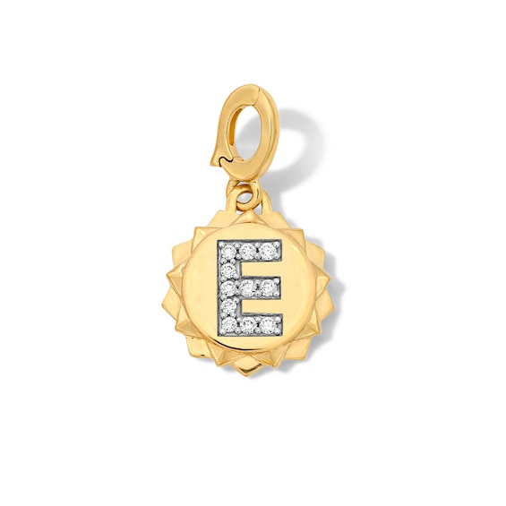 1/15 CT. T.w. Pavé Certified Lab-Grown Diamond Initial “E” Star Frame Necklace Charm in 10K Gold (F/Vs2)