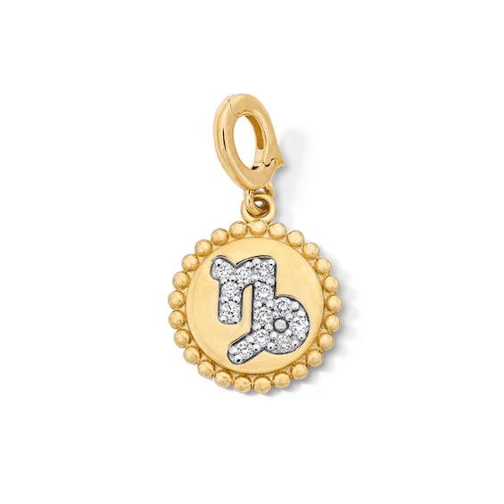 1/10 CT. T.w. Certified Lab-Grown Diamond Pavé Capricorn Beaded Frame Necklace Charm in 10K Gold (F/Vs2)