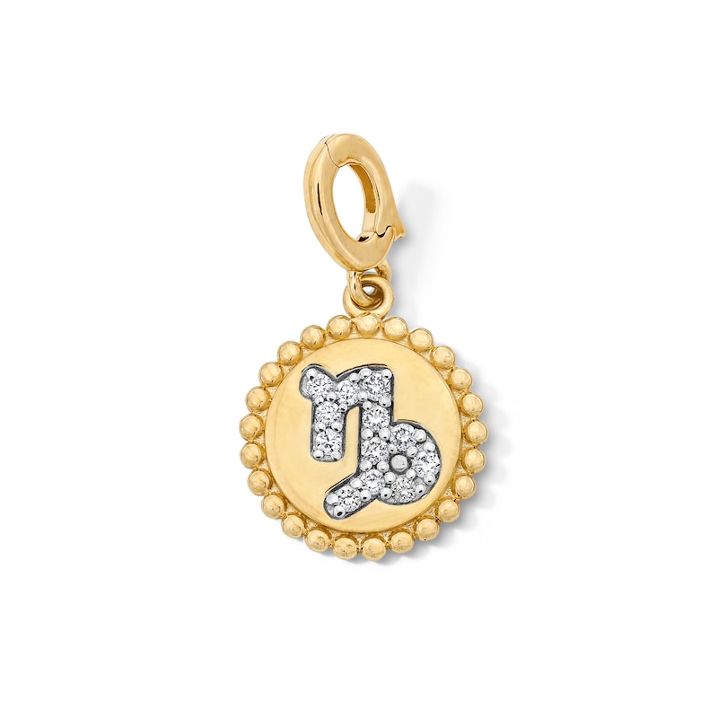 Main Image 1 of 1/10 CT. T.W. Lab-Grown Diamond Pavé Capricorn Beaded Frame Necklace Charm in 10K Gold (F/VS2)