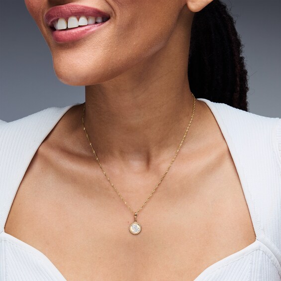 1/10 CT. T.w. Certified Lab-Grown Diamond Pavé Capricorn Beaded Frame Necklace Charm in 10K Gold (F/Vs2)