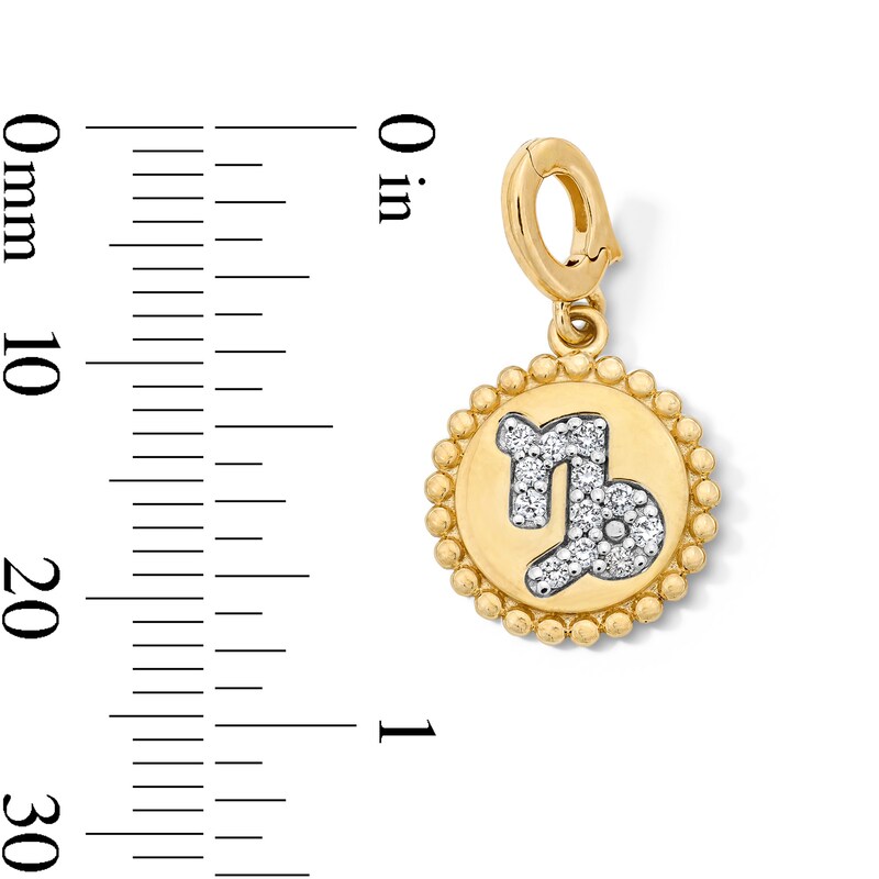 Main Image 3 of 1/10 CT. T.W. Lab-Grown Diamond Pavé Capricorn Beaded Frame Necklace Charm in 10K Gold (F/VS2)