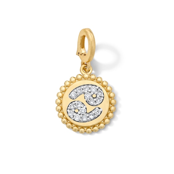 1/8 CT. T.w. Certified Lab-Grown Diamond Pavé Cancer Beaded Frame Necklace Charm in 10K Gold (F/Vs2)