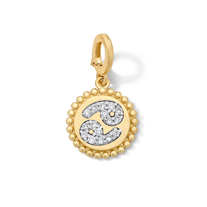 Main Image 1 of 1/8 CT. T.W. Lab-Grown Diamond Pavé Cancer Beaded Frame Necklace Charm in 10K Gold (F/VS2)