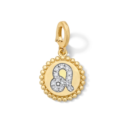 1/15 CT. T.w. Certified Lab-Grown Diamond Pavé Leo Beaded Frame Necklace Charm in 10K Gold (F/Vs2)