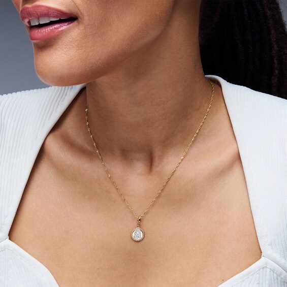 1/15 CT. T.w. Certified Lab-Grown Diamond Pavé Leo Beaded Frame Necklace Charm in 10K Gold (F/Vs2)