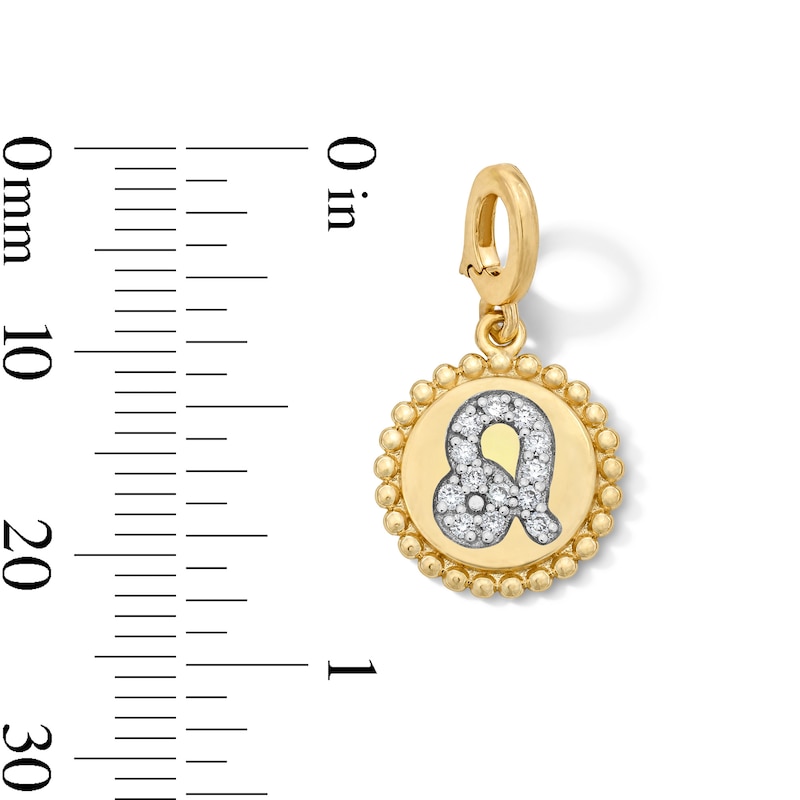 Main Image 3 of 1/15 CT. T.W. Lab-Grown Diamond Pavé Leo Beaded Frame Necklace Charm in 10K Gold (F/VS2)