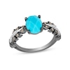 Thumbnail Image 1 of Enchanted Disney Pocahontas Oval Turquoise and 1/6 CT. T.W. Diamond Ring in Sterling Silver with Black Rhodium Plate