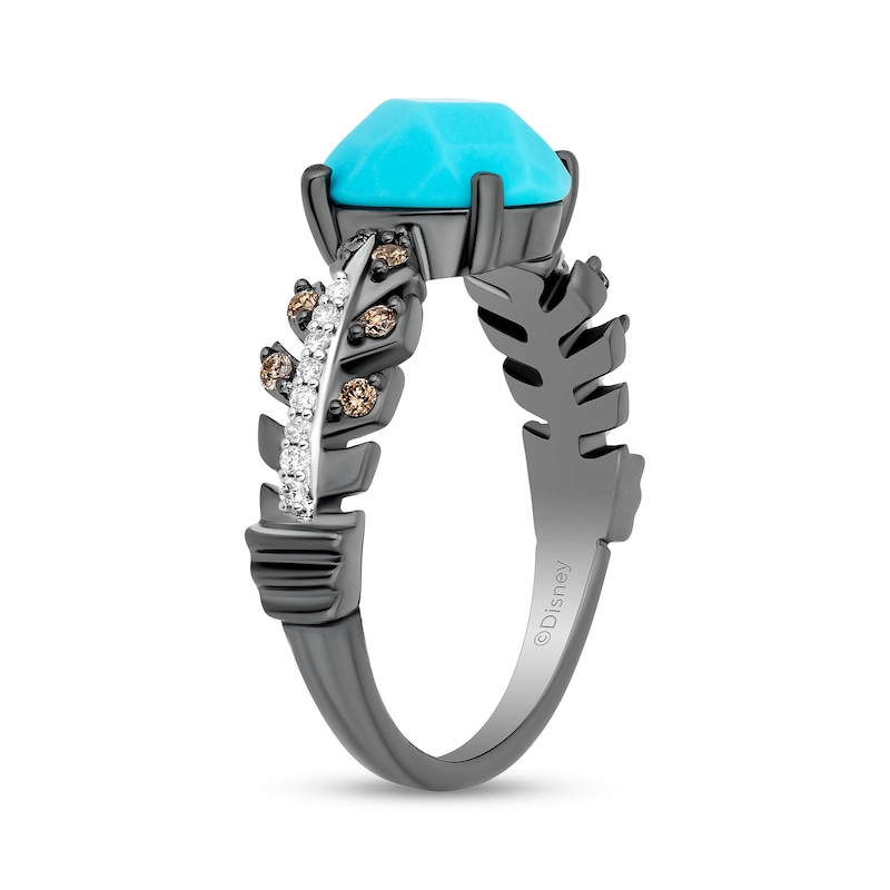 Main Image 2 of Enchanted Disney Pocahontas Oval Turquoise and 1/6 CT. T.W. Diamond Ring in Sterling Silver with Black Rhodium Plate