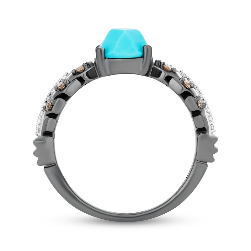 Main Image 3 of Enchanted Disney Pocahontas Oval Turquoise and 1/6 CT. T.W. Diamond Ring in Sterling Silver with Black Rhodium Plate