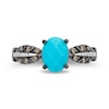 Thumbnail Image 4 of Enchanted Disney Pocahontas Oval Turquoise and 1/6 CT. T.W. Diamond Ring in Sterling Silver with Black Rhodium Plate