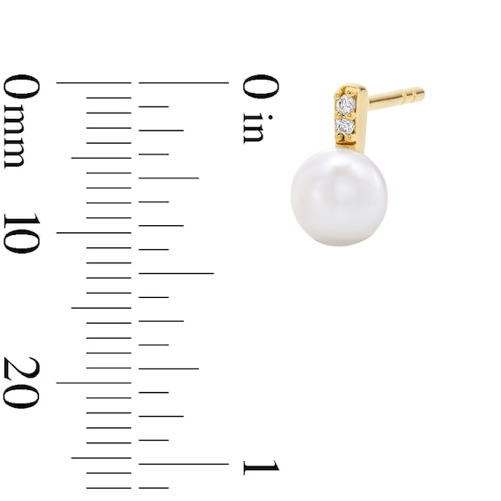 5.0mm Freshwater Cultured Pearl and Lab-Grown Diamond-Accent Drop Earrings in 10K Gold