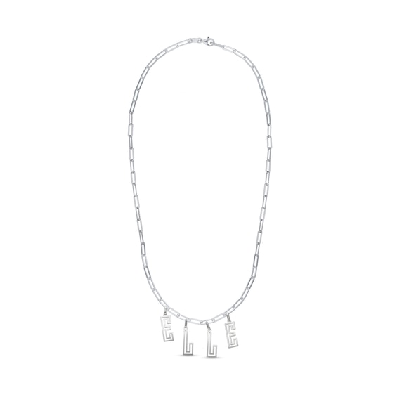 Sterling Silver Name Cutout Paper Clip Chain – 16″