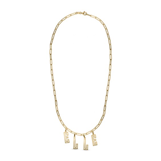 14K Gold Plated Name Cutout Paper Clip Chain – 16″