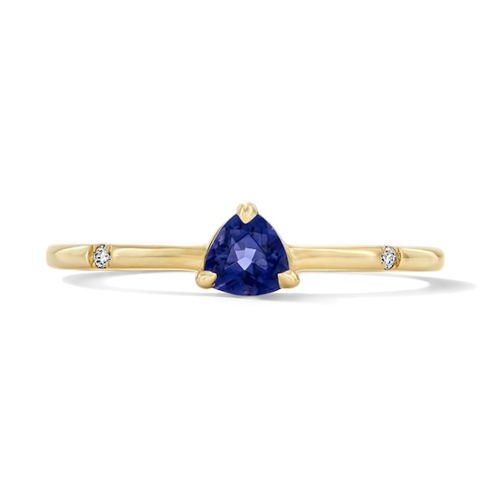 Trillion-Cut Iolite and Lab-Grown Diamond-Accent Stackable Ring in 10K Gold (F/Vs2)